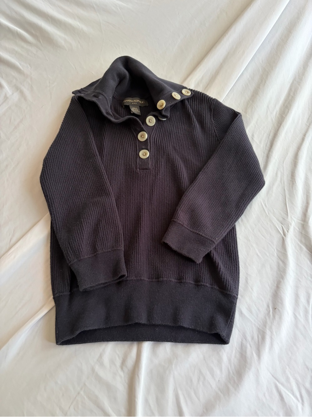 Banana Republic KidsBlack Turtleneck Button-Detail Sweater